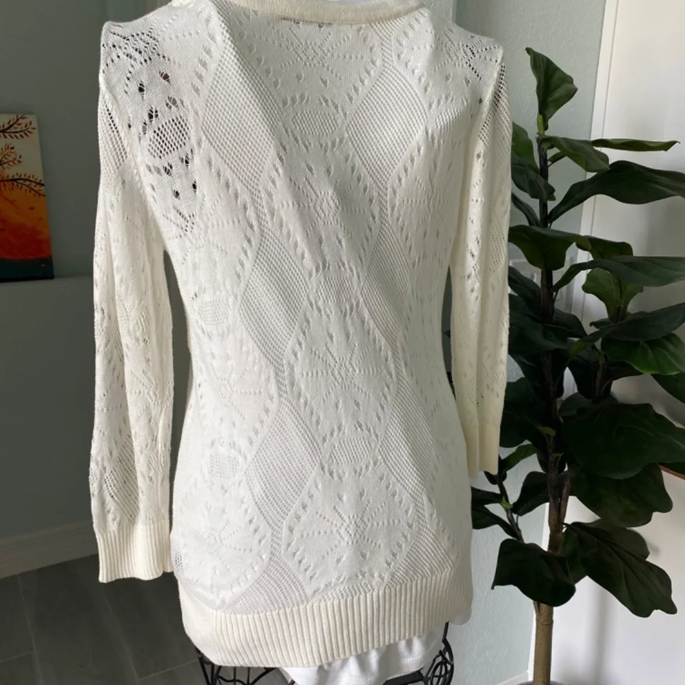 AB Studio White Cardigan Sz M - Picture 5 of 8